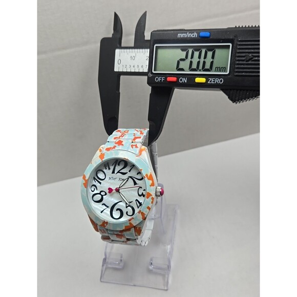 Betsey Johnson  White Blue Orange Camo Heart Quartz Watch New Battery Spring main image 9